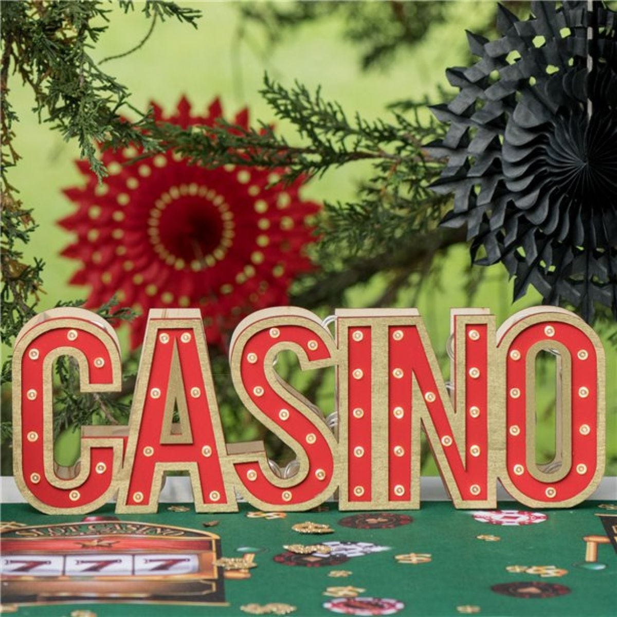 LED Casino Wooden Sign