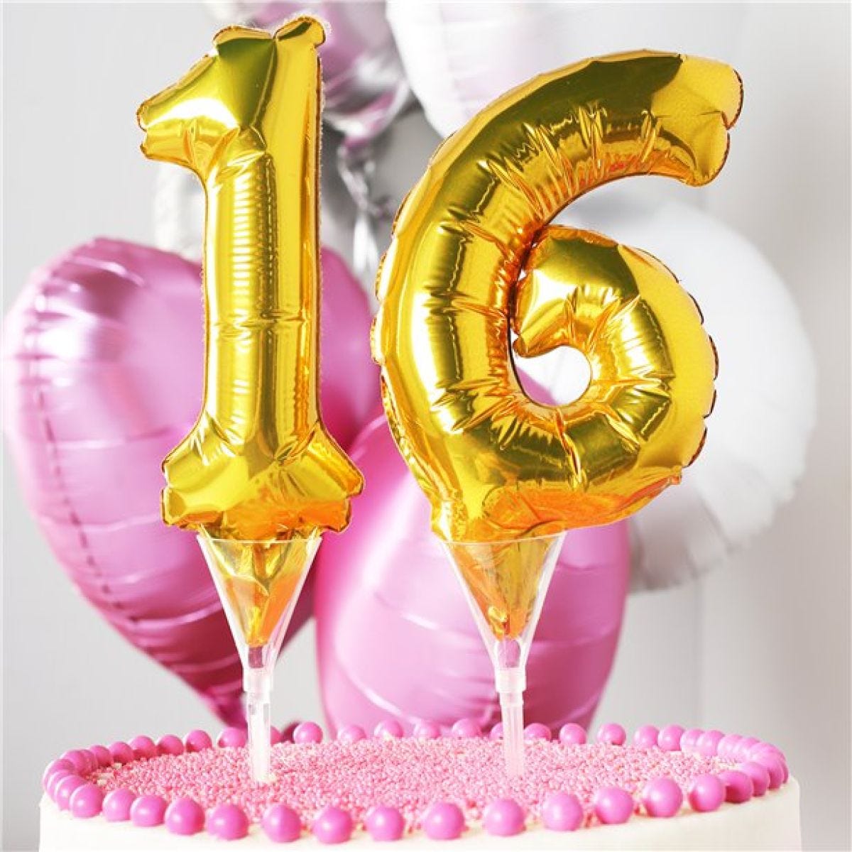 Air-Filled Gold Balloon Number 6 Cake Topper - 15cm