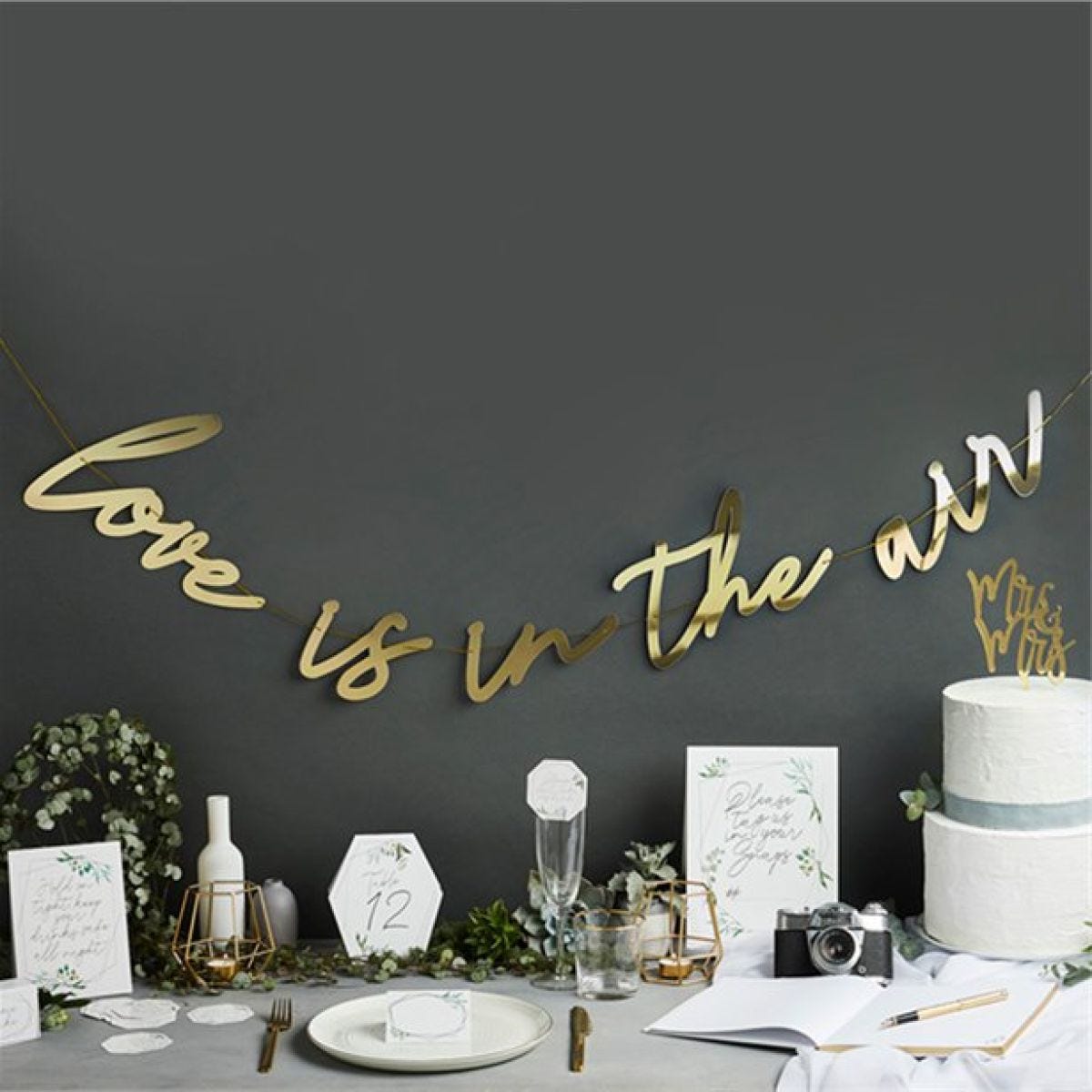 Gold Love Is In The Air Letter Banner - 2m