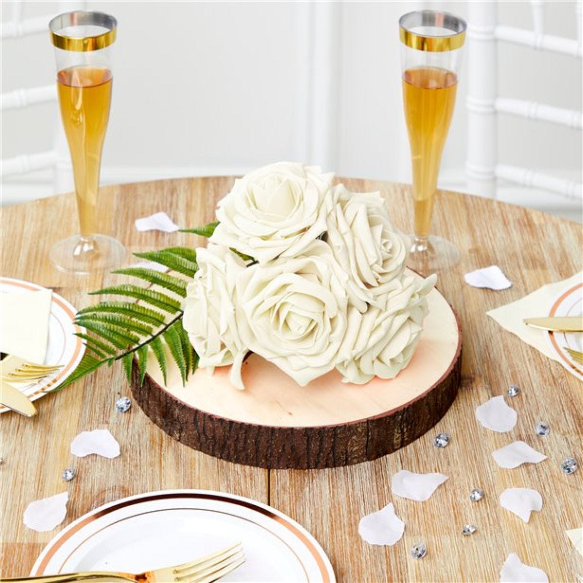 Ivory Foam Rose Bud Decorations (5pk)