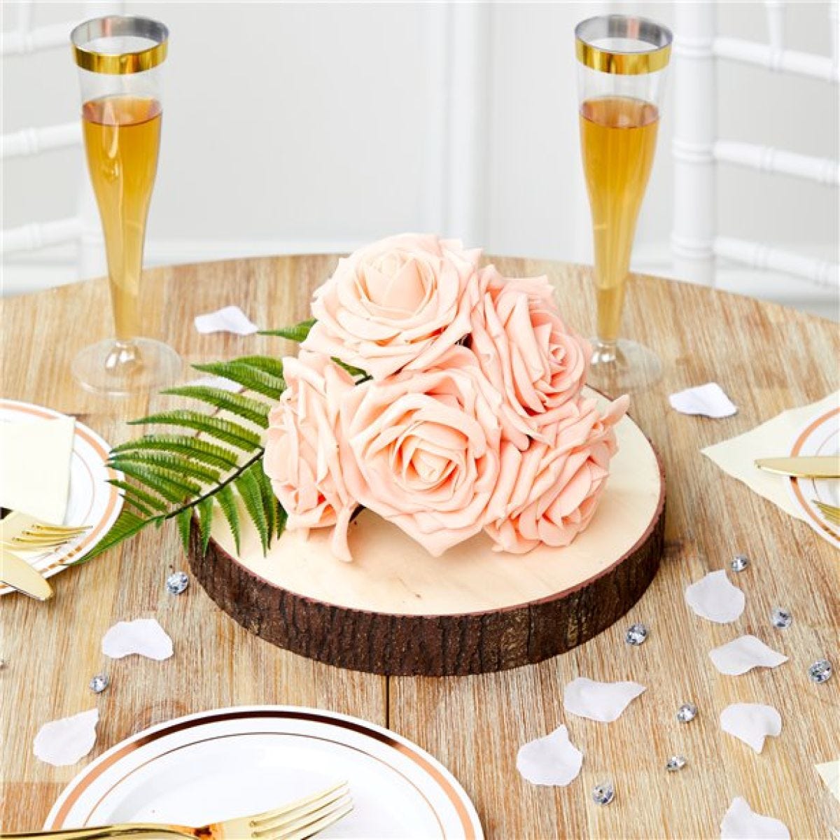 Peach Foam Rose Bud Decorations (5pk)