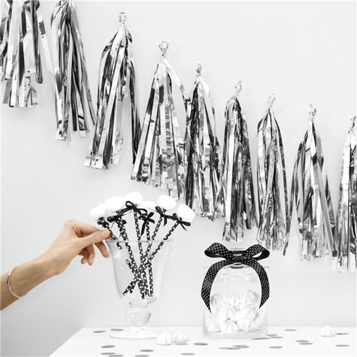 Silver Tassel Garland Decoration - 1.5m