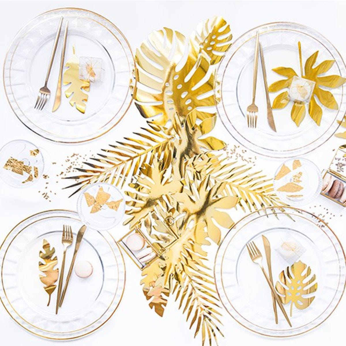 Gold Tropical Leaf Decorations