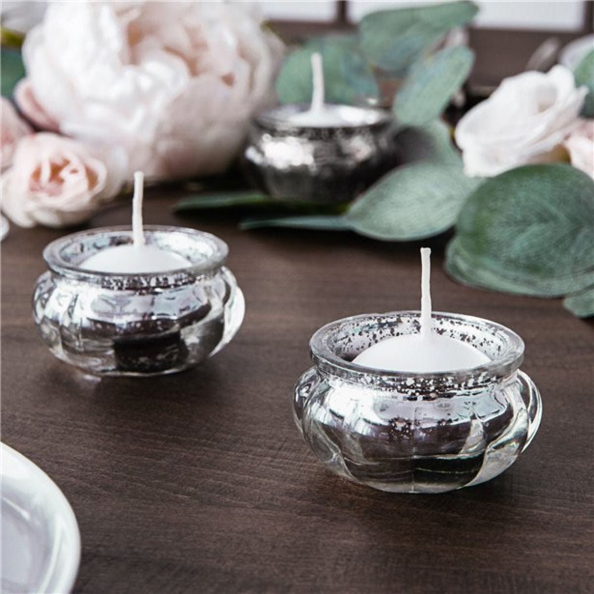 Silver Glass Candle Holder - 6cm (4pk)