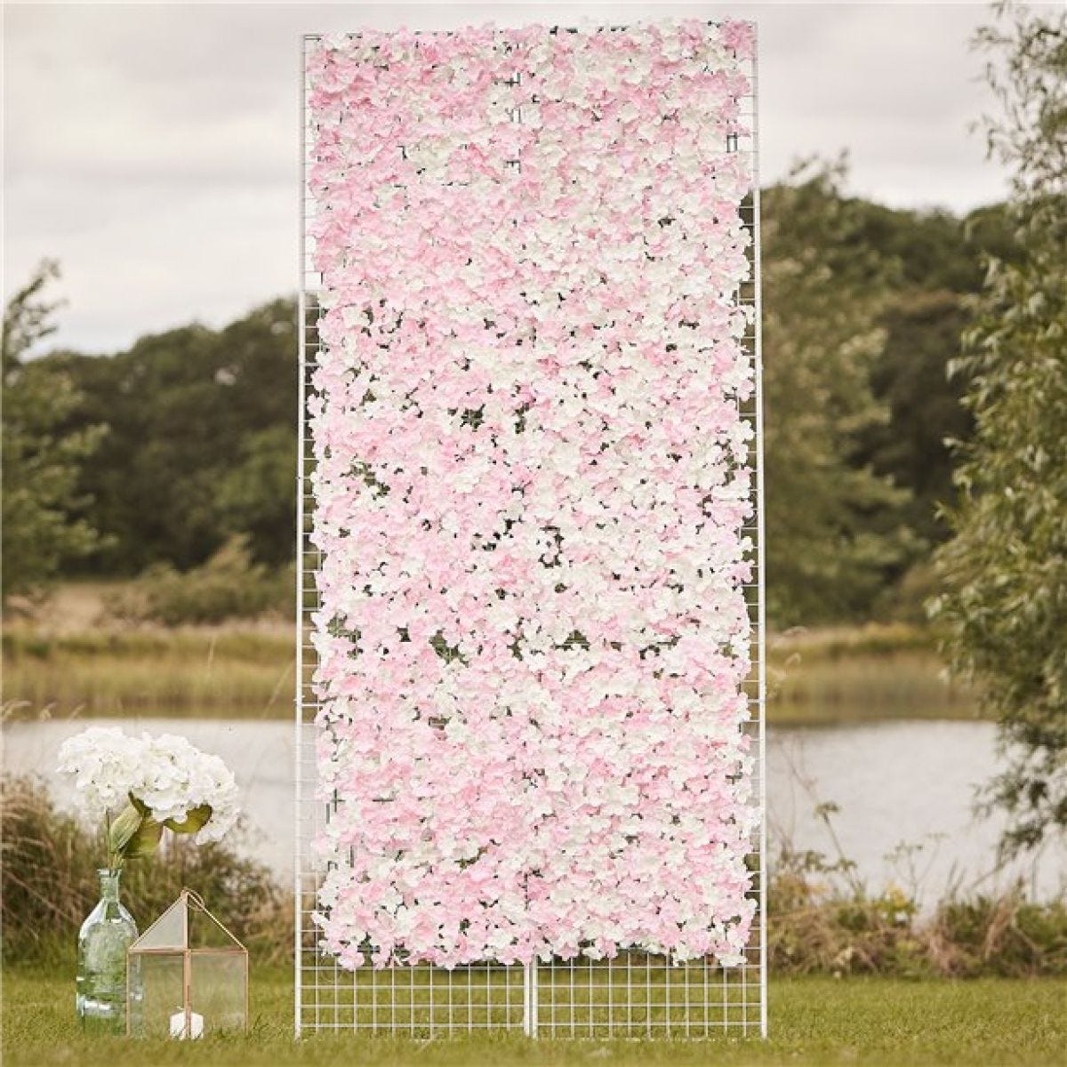 Pink & White Flower Wall Backdrop Tile - 60cm x 40cm