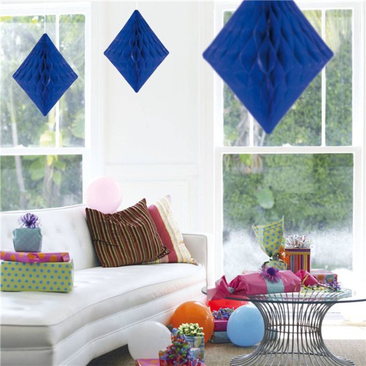 Blue Honeycomb Diamond Decoration - 30cm
