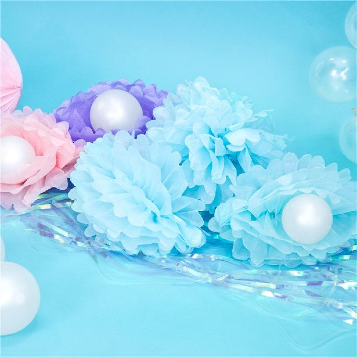 Turquoise Pom Pom Decoration - 25cm