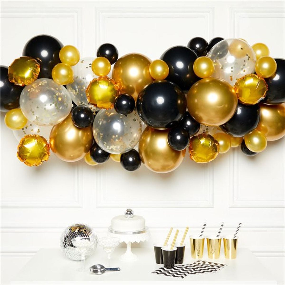 Gold & Black Balloon Arch Garland