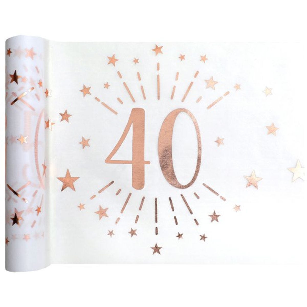 40th White Metallic Fabric Table Runner - 5m