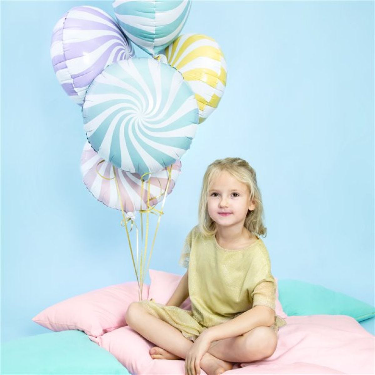 Light Blue Candy Swirl Foil Balloon - 18"