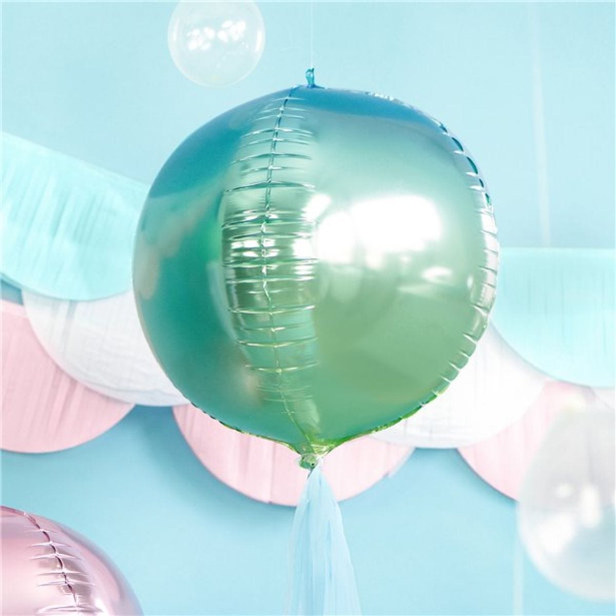 Blue & Green Ombre Foil Balloon Ball - 14"