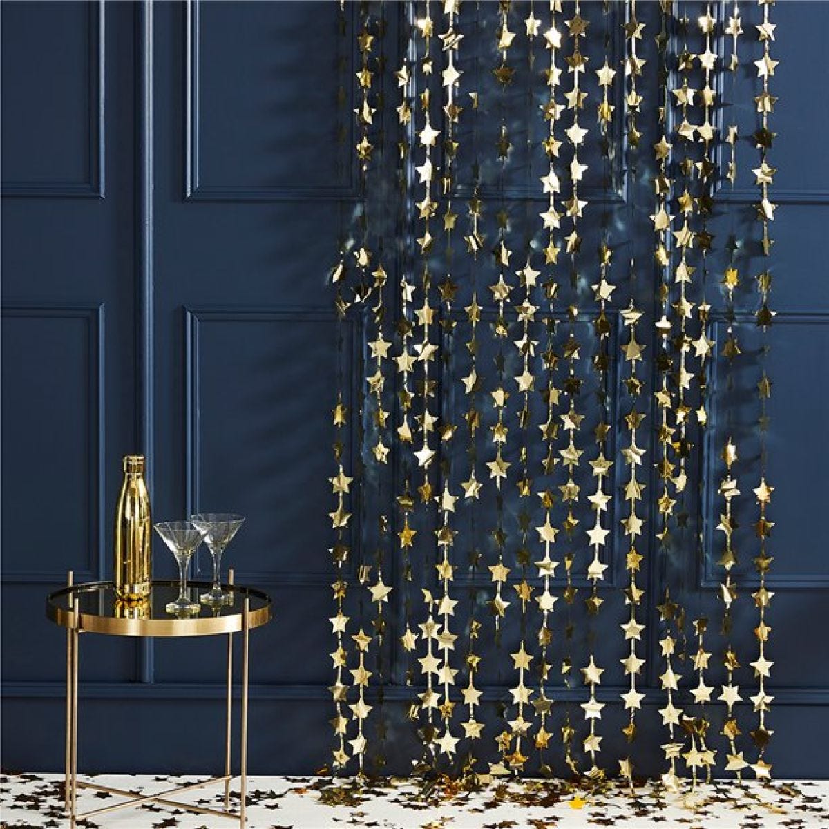 Gold Glitter Star Foil Backdrop Curtain - 2m