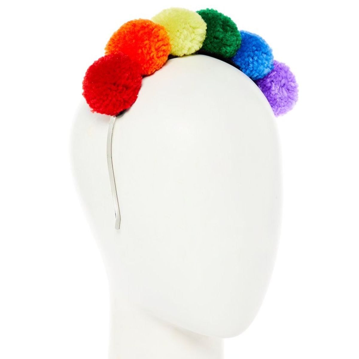 Rainbow Pompom Headband