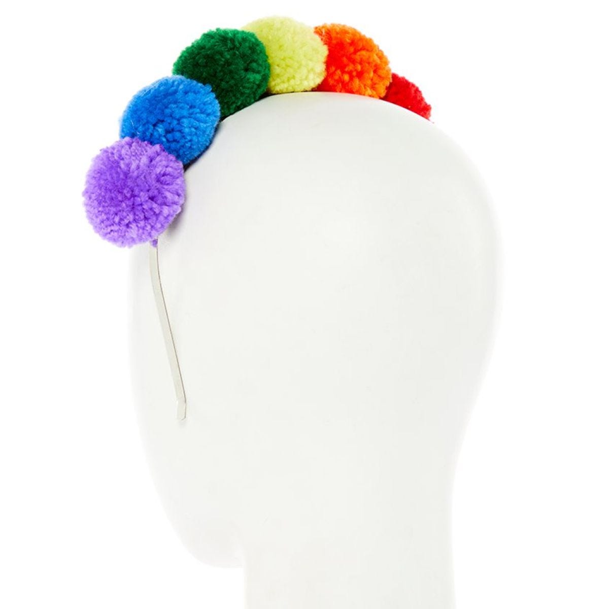 Rainbow Pompom Headband