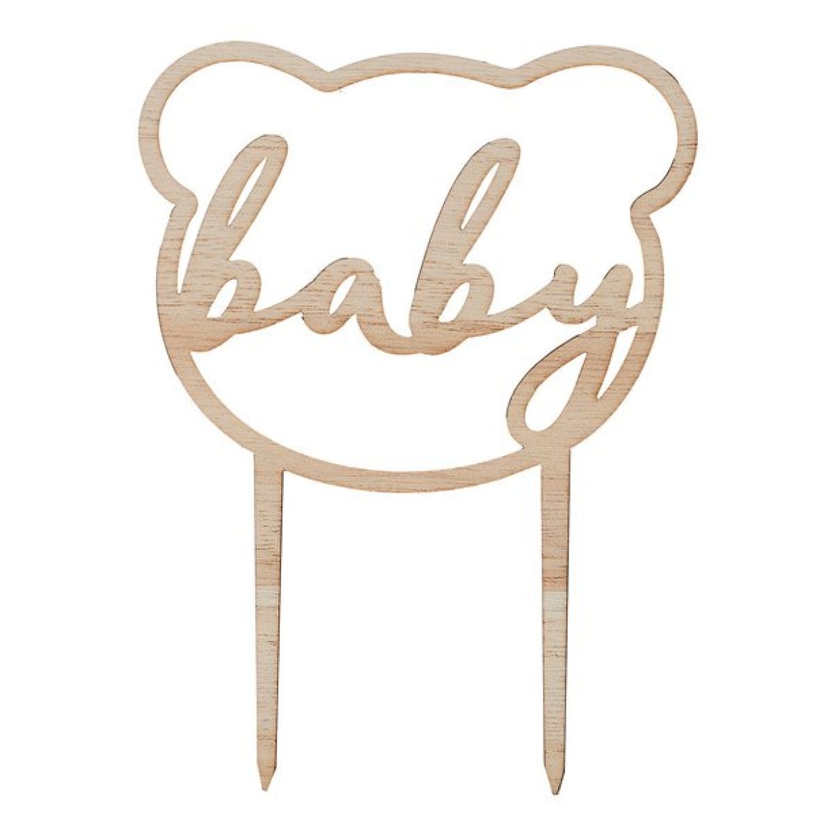 Hello Baby Bear Wooden Cake Topper