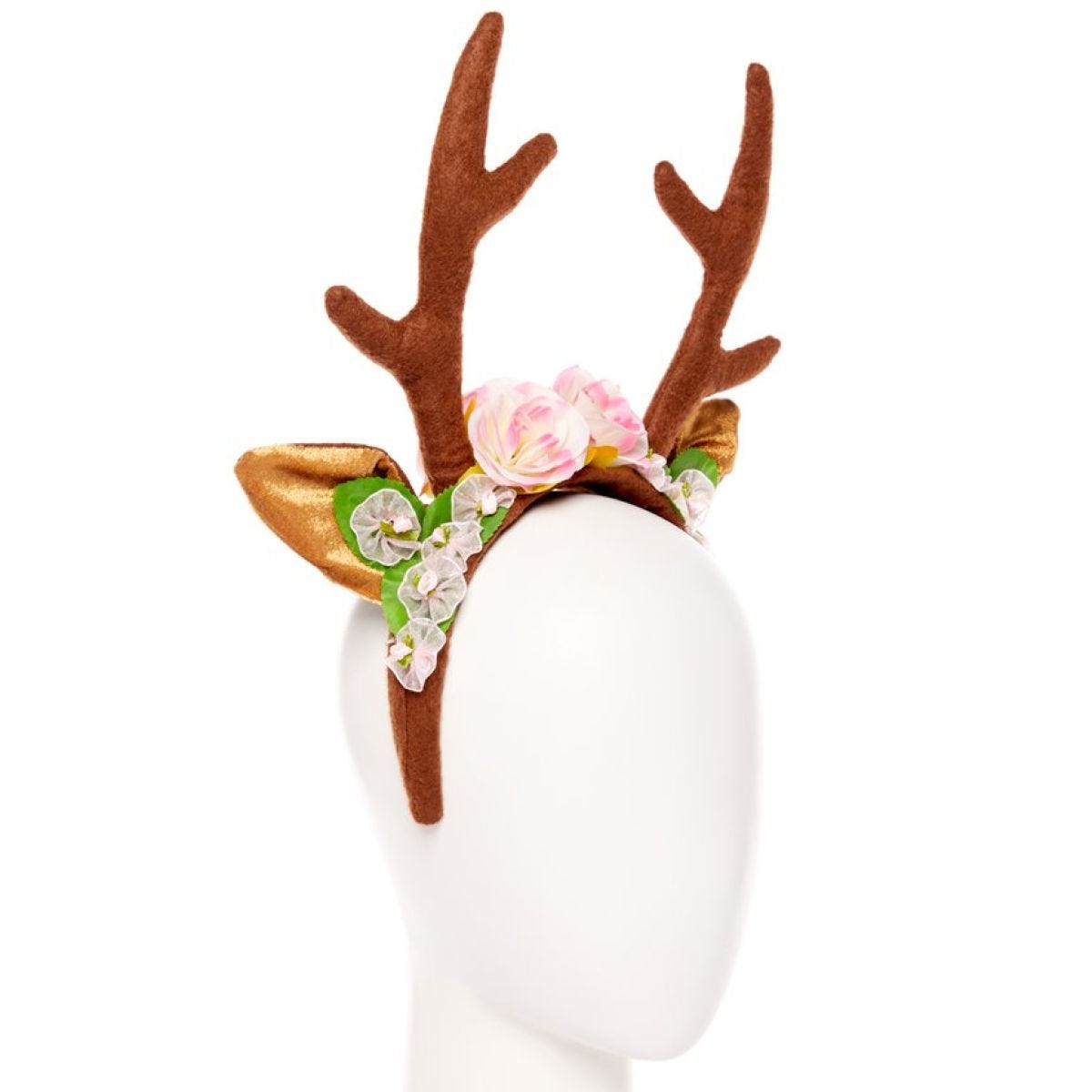 Pink  Floral Reindeer Headband