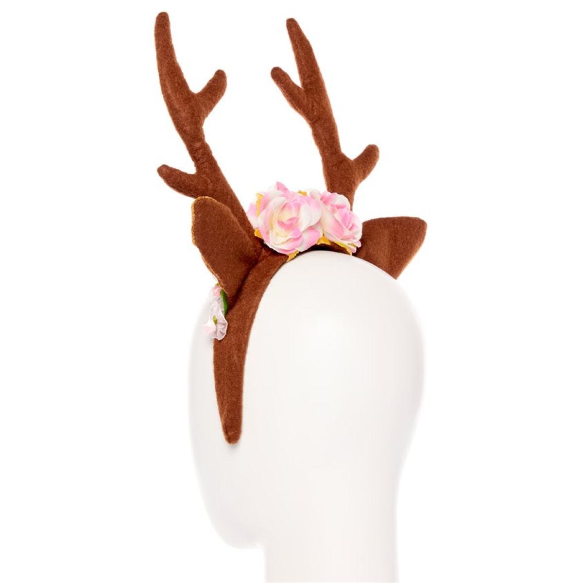 Pink  Floral Reindeer Headband