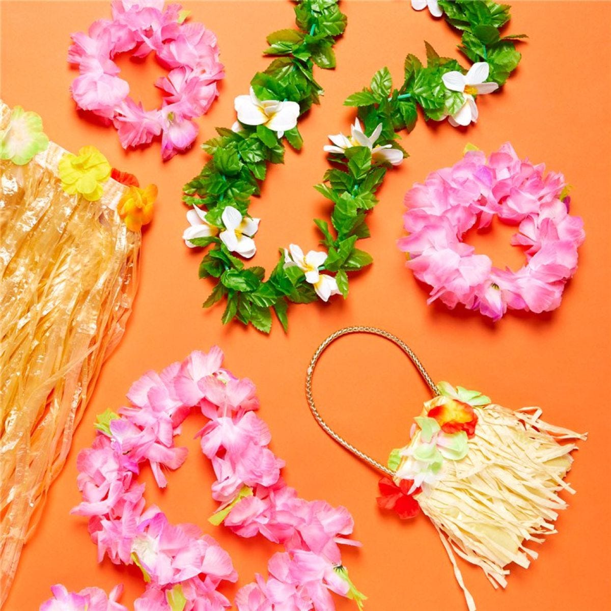 Pink Flower Hawaiian Lei Set