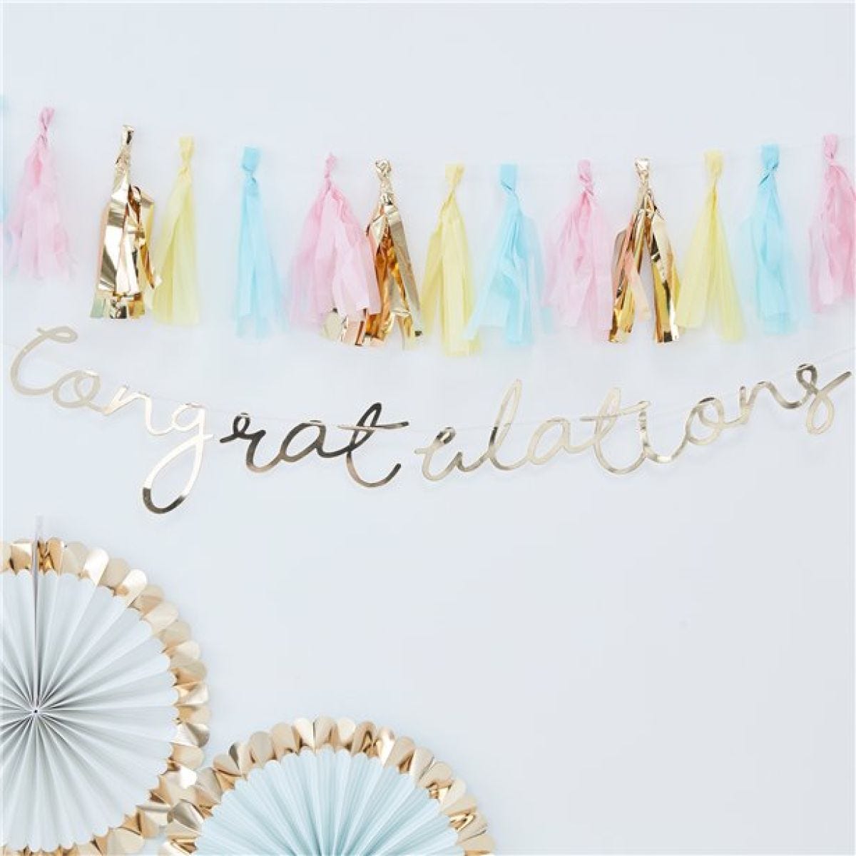 Pick & Mix Pastel Gold &apos;Congratulations&apos; Banner - 1.5m