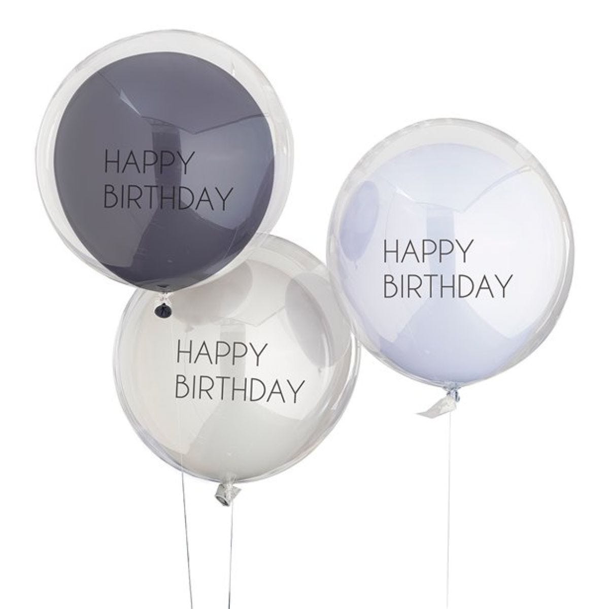 Mix It Up Blue Happy Birthday Double Stuffed Latex Balloons (3pk)