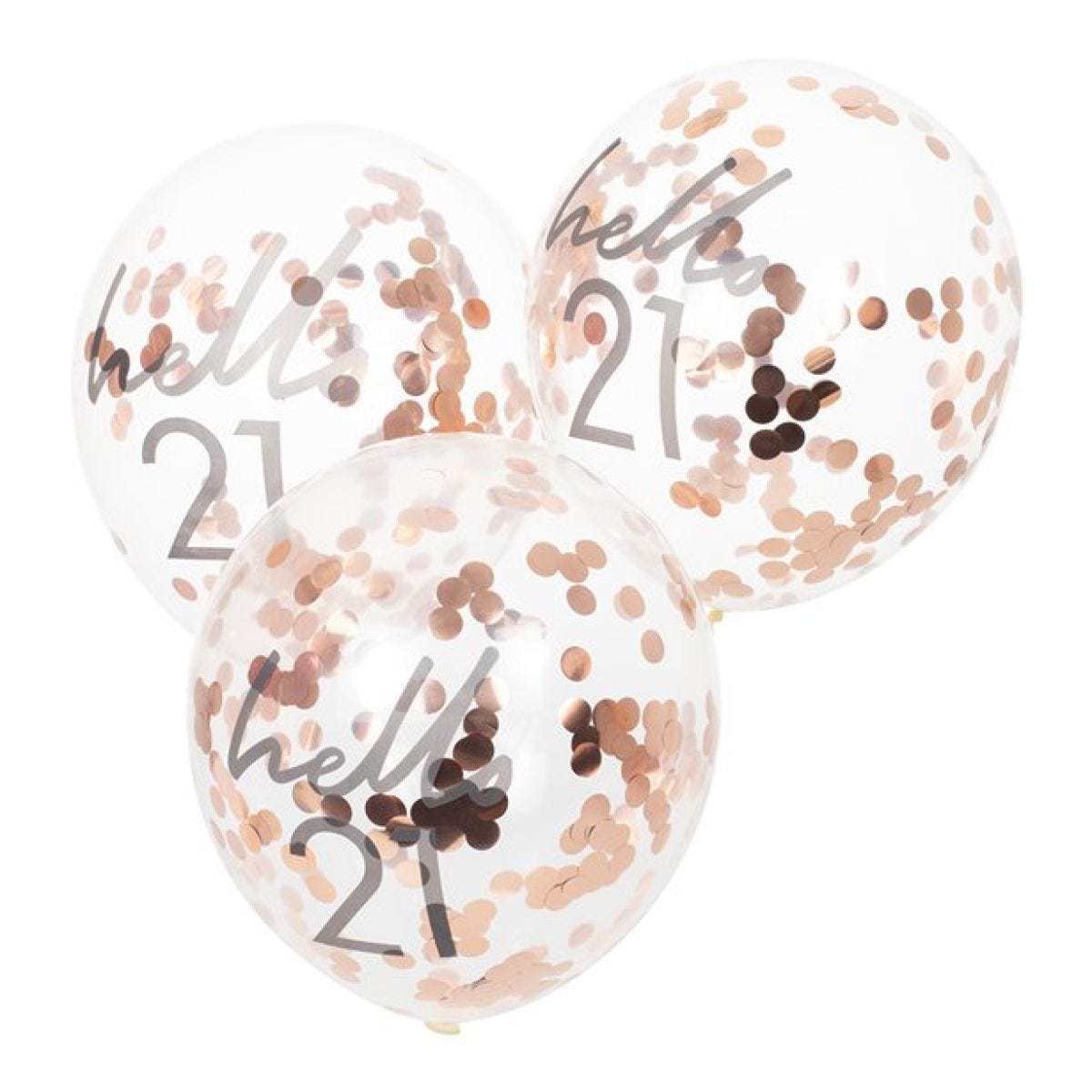 Mix It Up Hello 21 Rose Gold Confetti Balloons - 12"