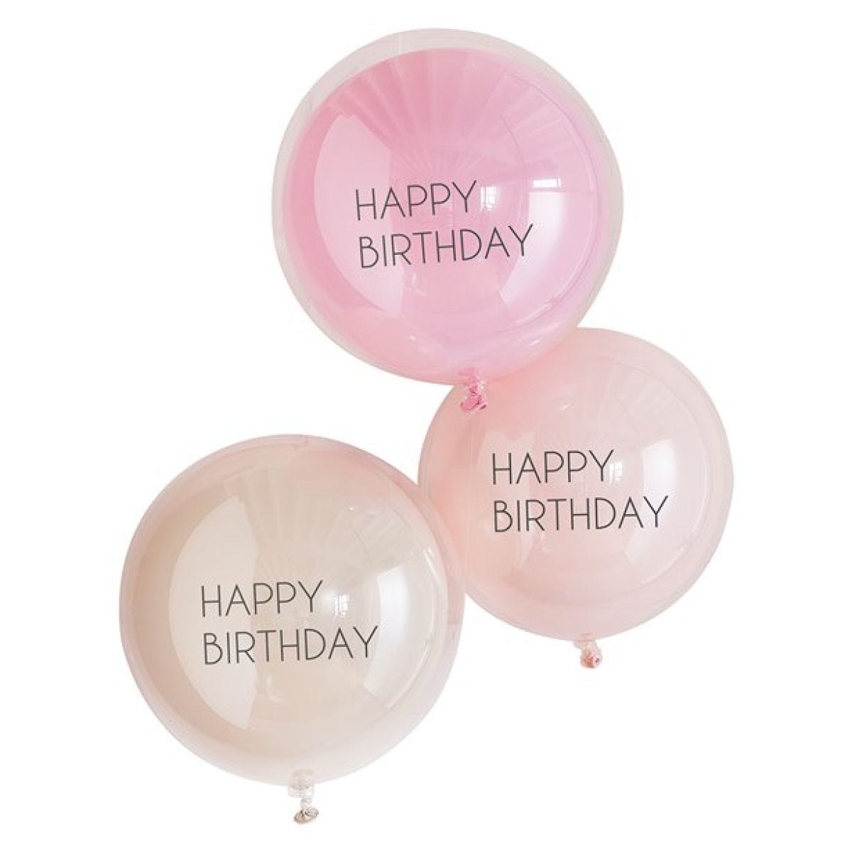 Happy Birthday Double Stuffed Pink Latex Balloons (3pk)
