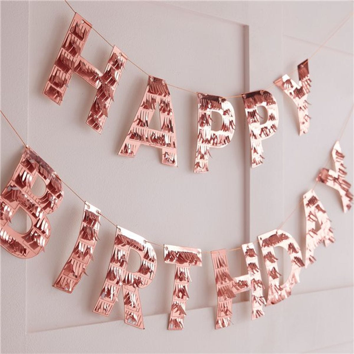 Happy Birthday Rose Gold Fringe Bunting