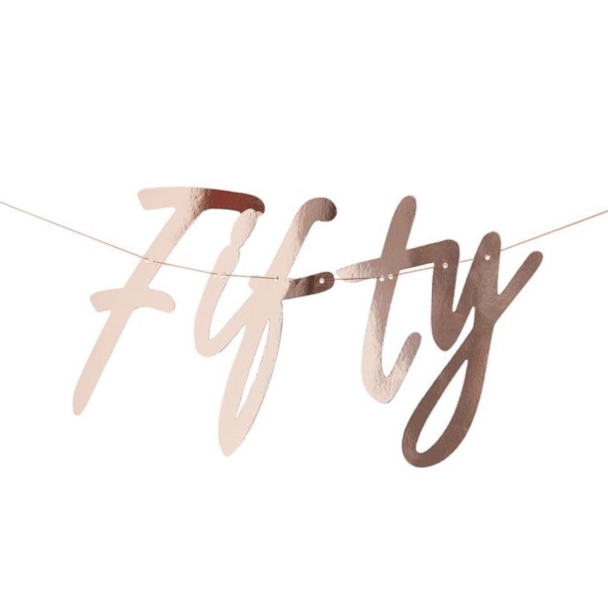 50th Rose Gold Happy Birthday Banner Bunting