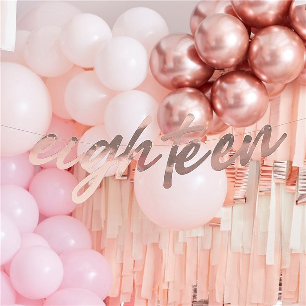 Mix It Up &apos;Eighteen&apos; Rose Gold Paper Banner - 1.7m