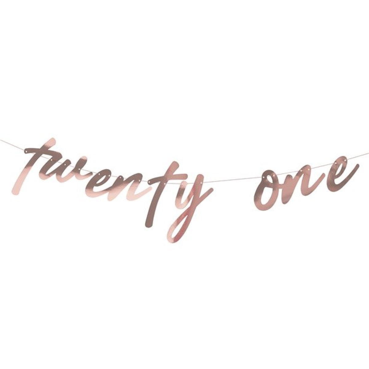 Mix It Up &apos;Twenty One&apos; Rose Gold Paper Banner - 1.7m