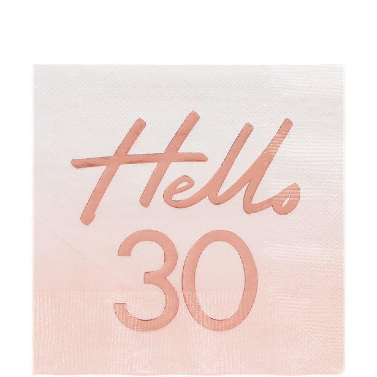 Hello 30 Rose Gold Foil Napkins - 33cm