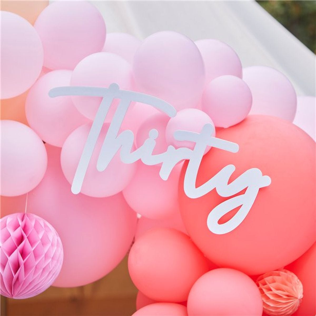 30 White Balloon Arch Sign