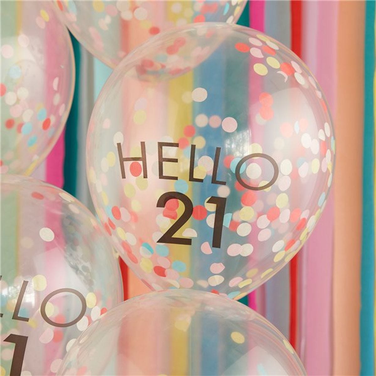 Hello 21 Mix It Up Brights Confetti Latex Balloons - 12"