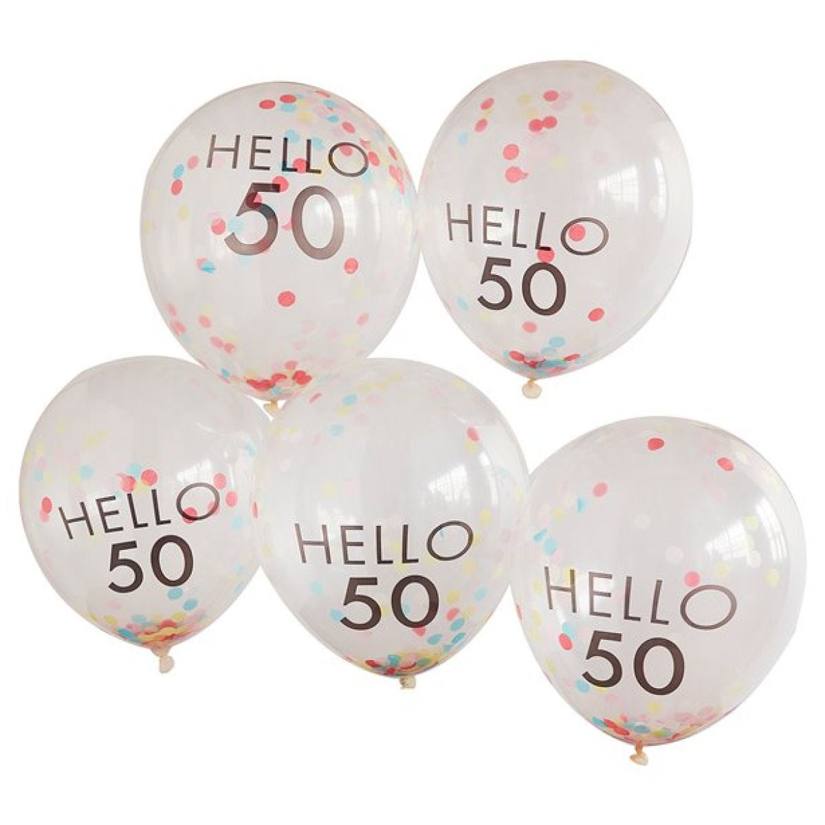 Hello 50 Mix It Up Brights Confetti Latex Balloons - 12"