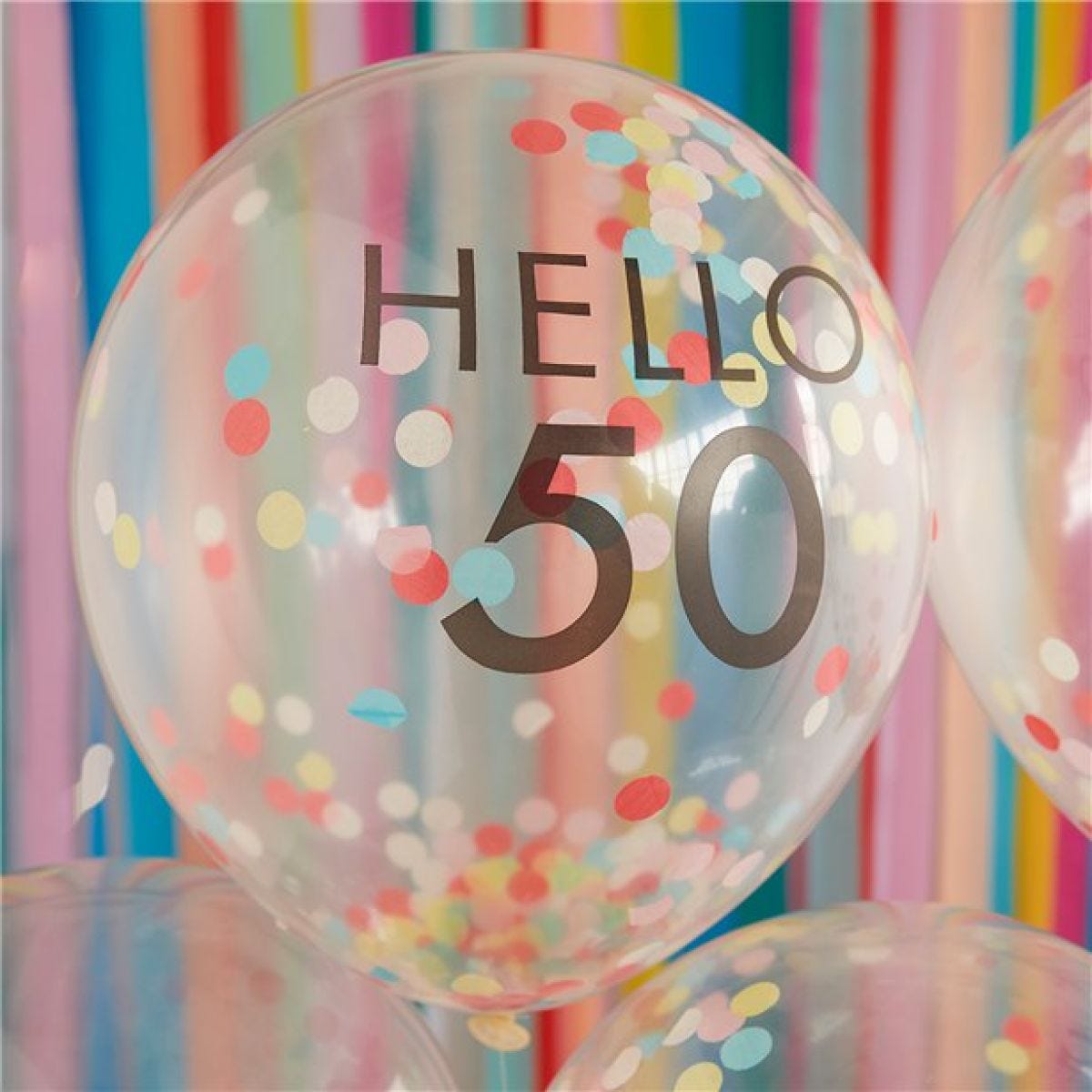 Hello 50 Mix It Up Brights Confetti Latex Balloons - 12"