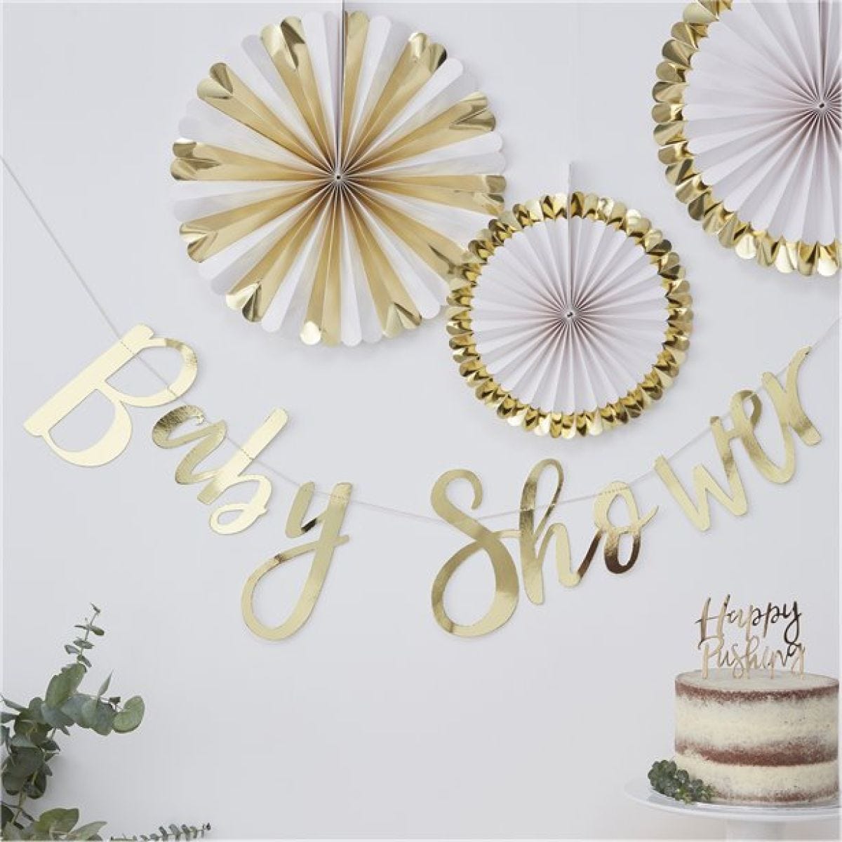 Oh Baby Gold &apos;Baby Shower&apos; Foil Banner - 1.5m