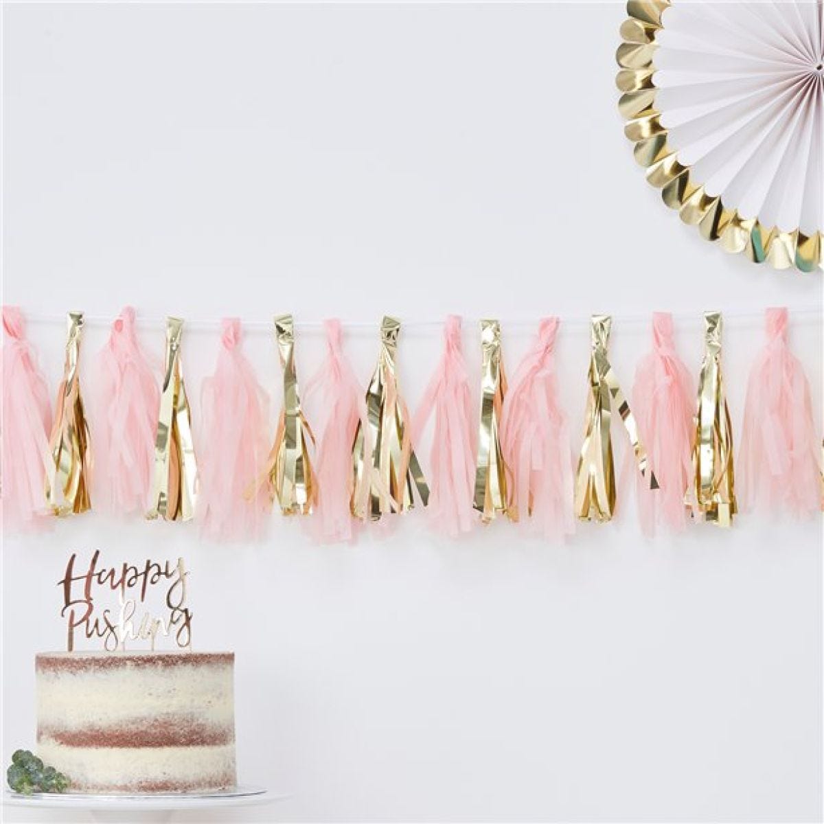 Oh Baby Pink & Gold Tassel Garland (16pk)