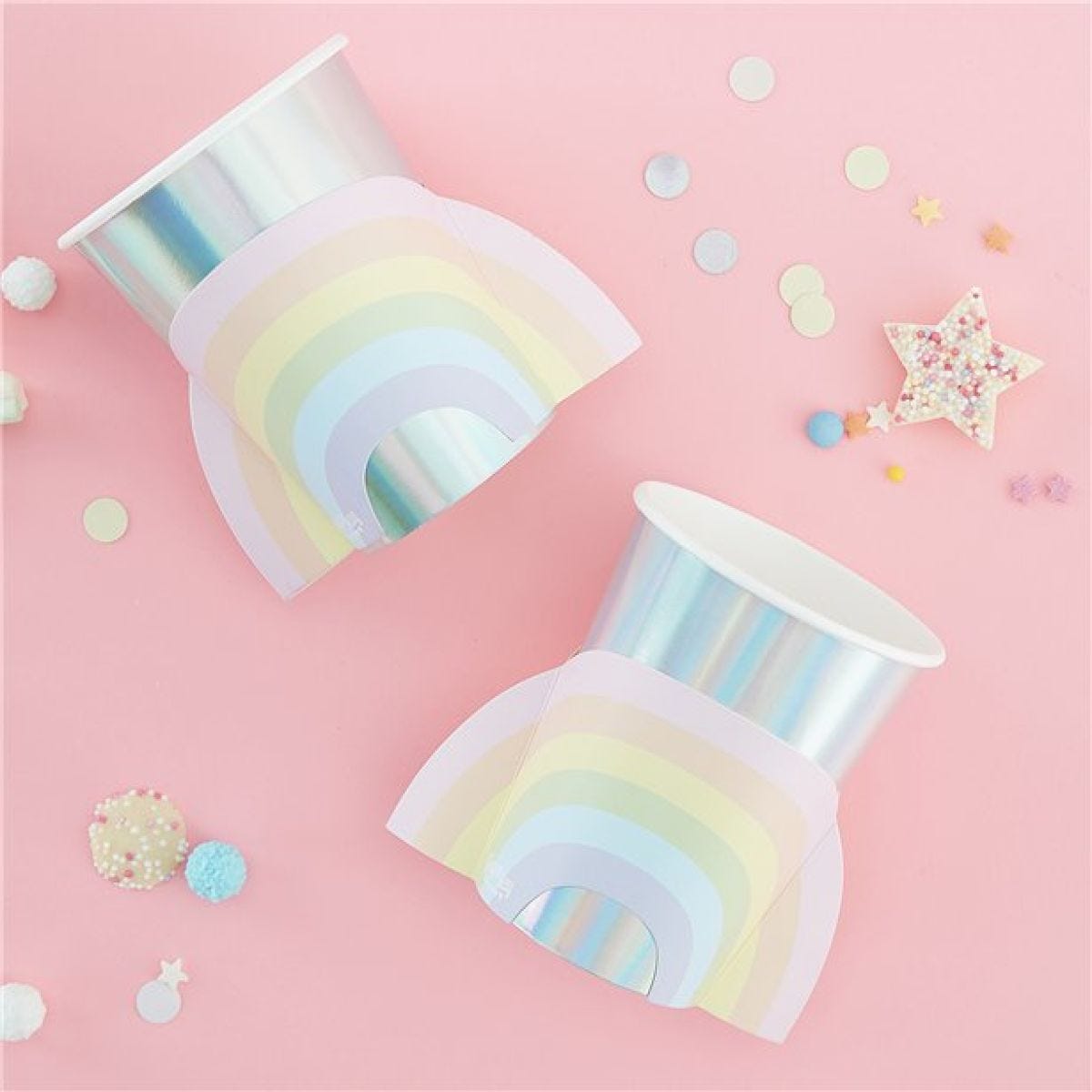 Iridescent Rainbow Paper Cups - 255ml (8pk)