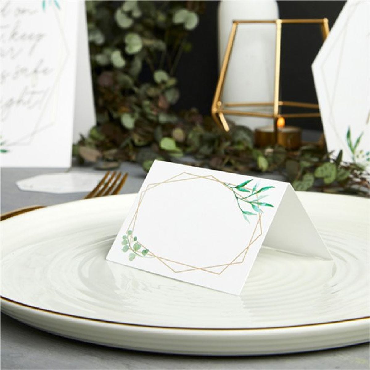 Geometric Greenery Wedding Place Cards (10pk)