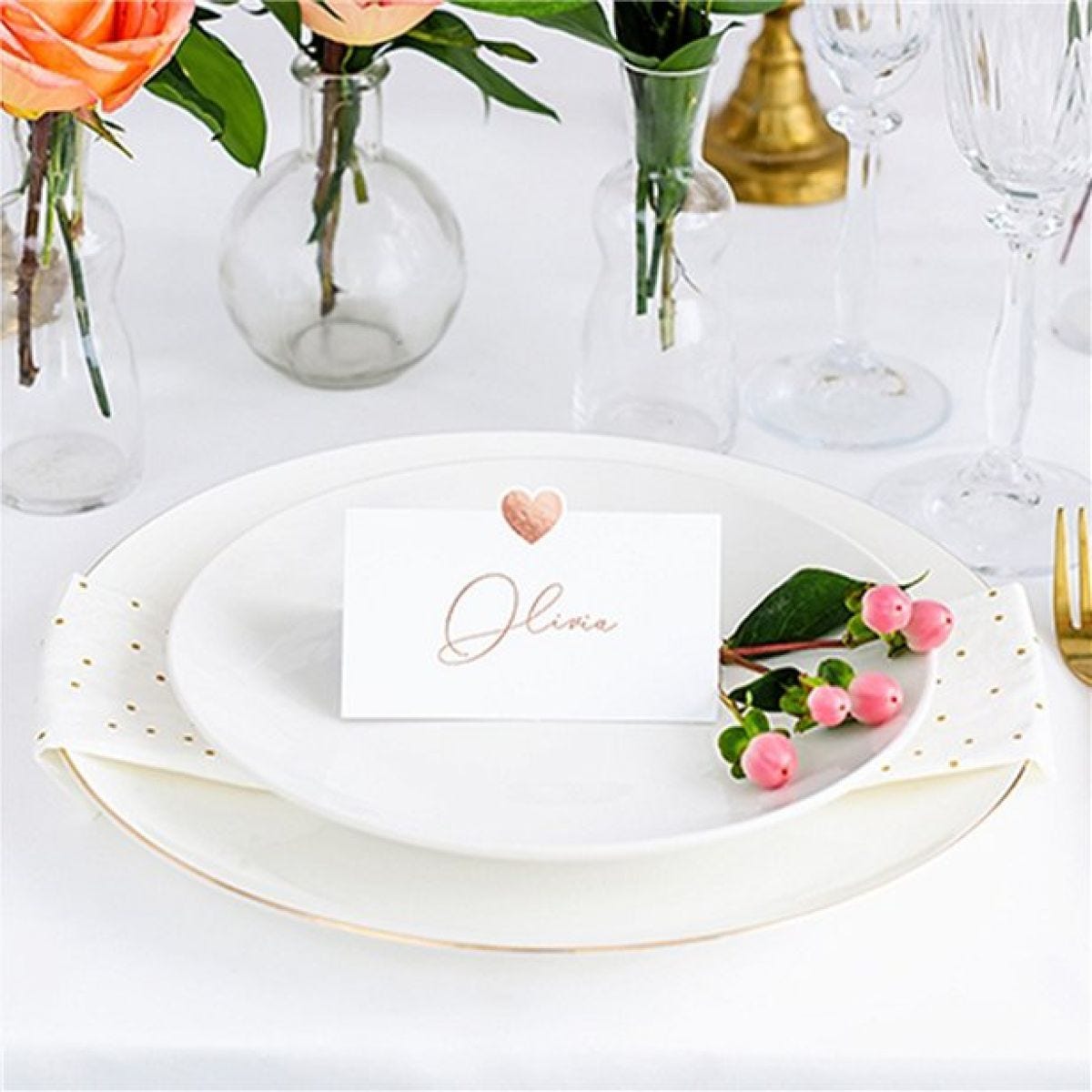 Rose Gold Heart Wedding Place Cards (10pk)