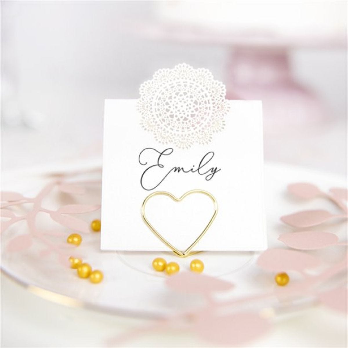 Gold Heart Place Card Holders (10pk)