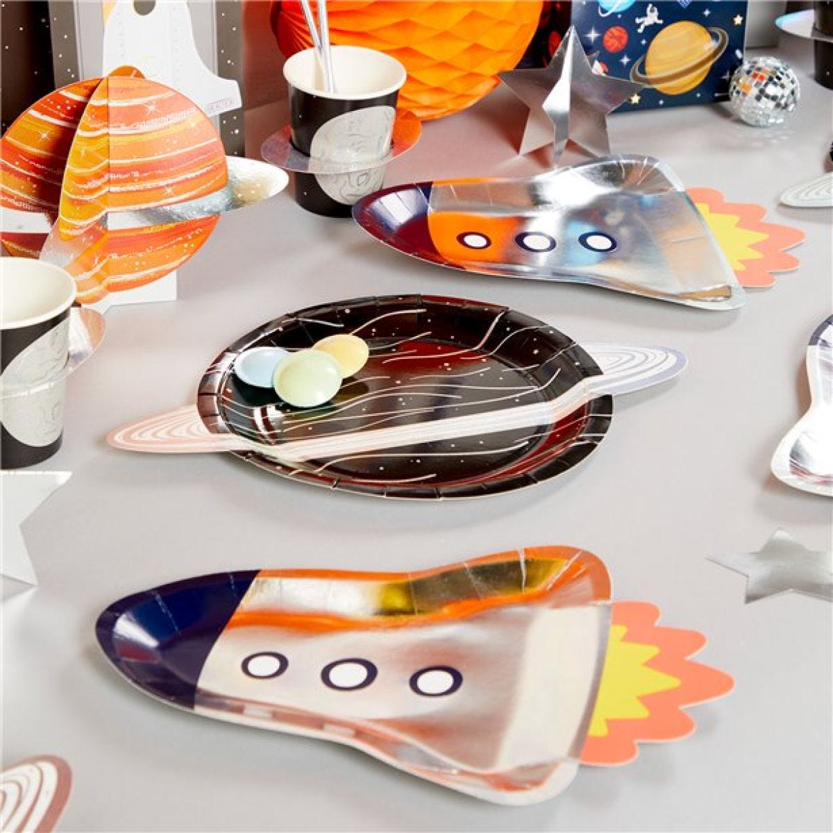 Rocket Ship Shaped Foil Plates - 29.5cm (6pk)