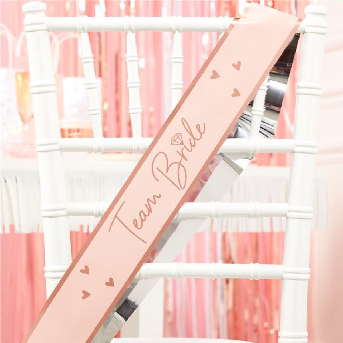 Team Bride Pink & Rose Gold Sashes (6pk)