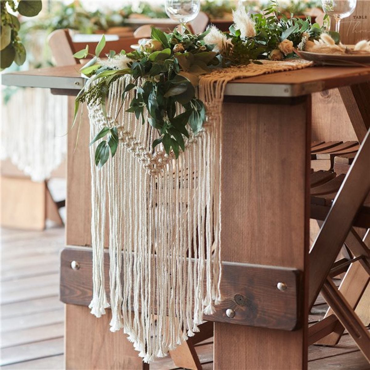 White Macrame Table Runner - 2m