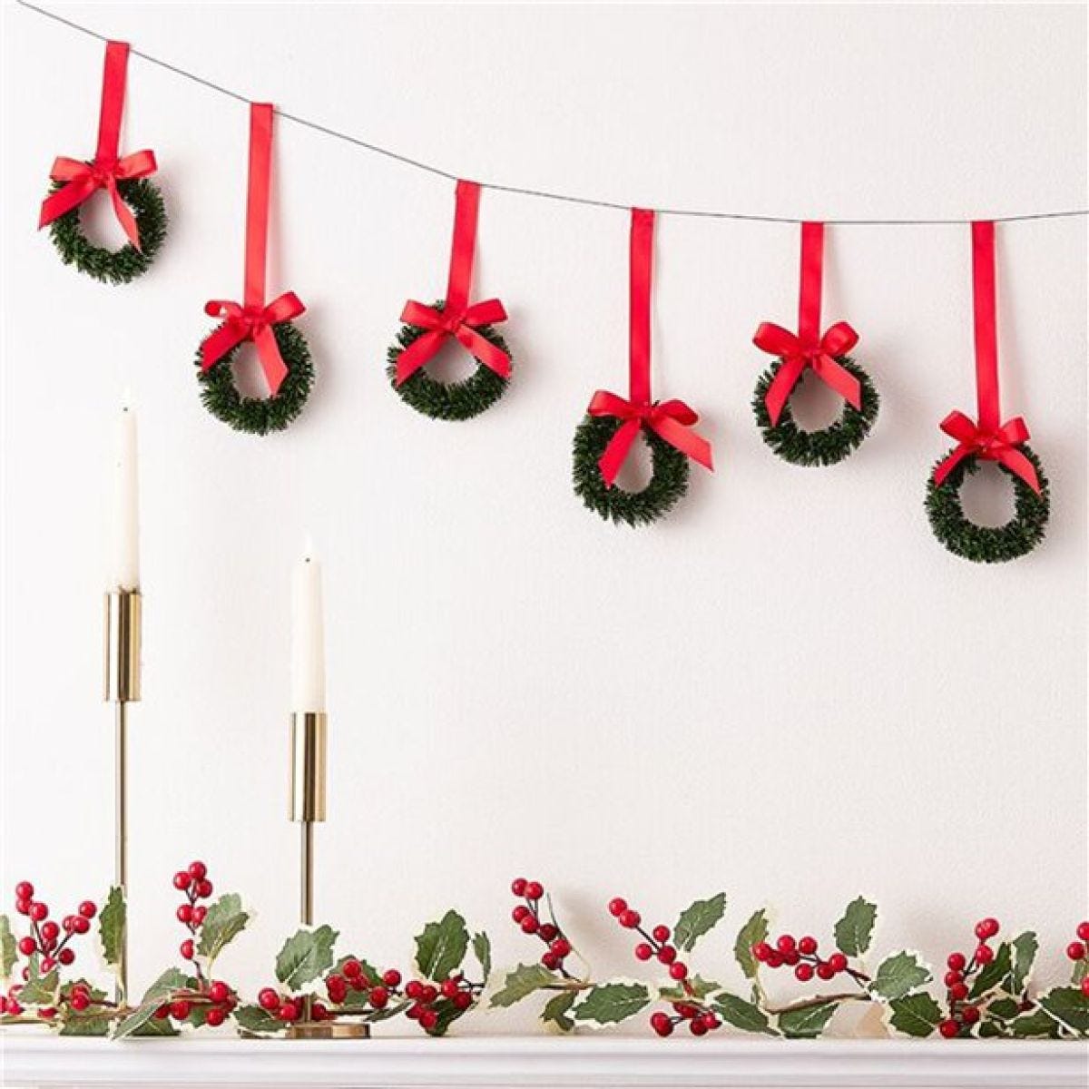 Hanging Wreaths with Velvet Ribbon