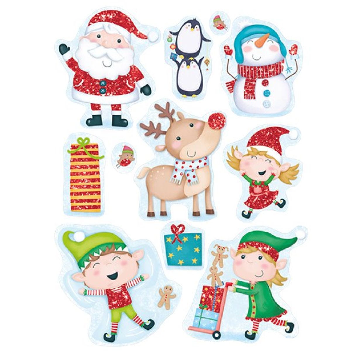Santa & Friends Glitter Window Stickers - 43cm