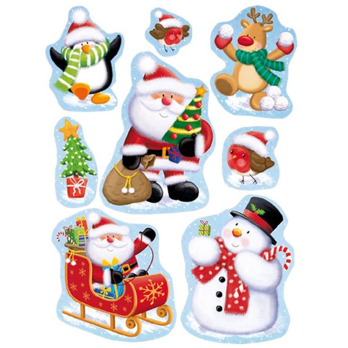 Santa & Friends Glitter Window Stickers - 43cm