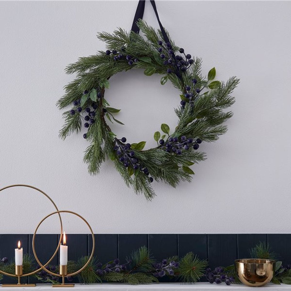 Foliage Wreath with Sloe Berries - 40cm
