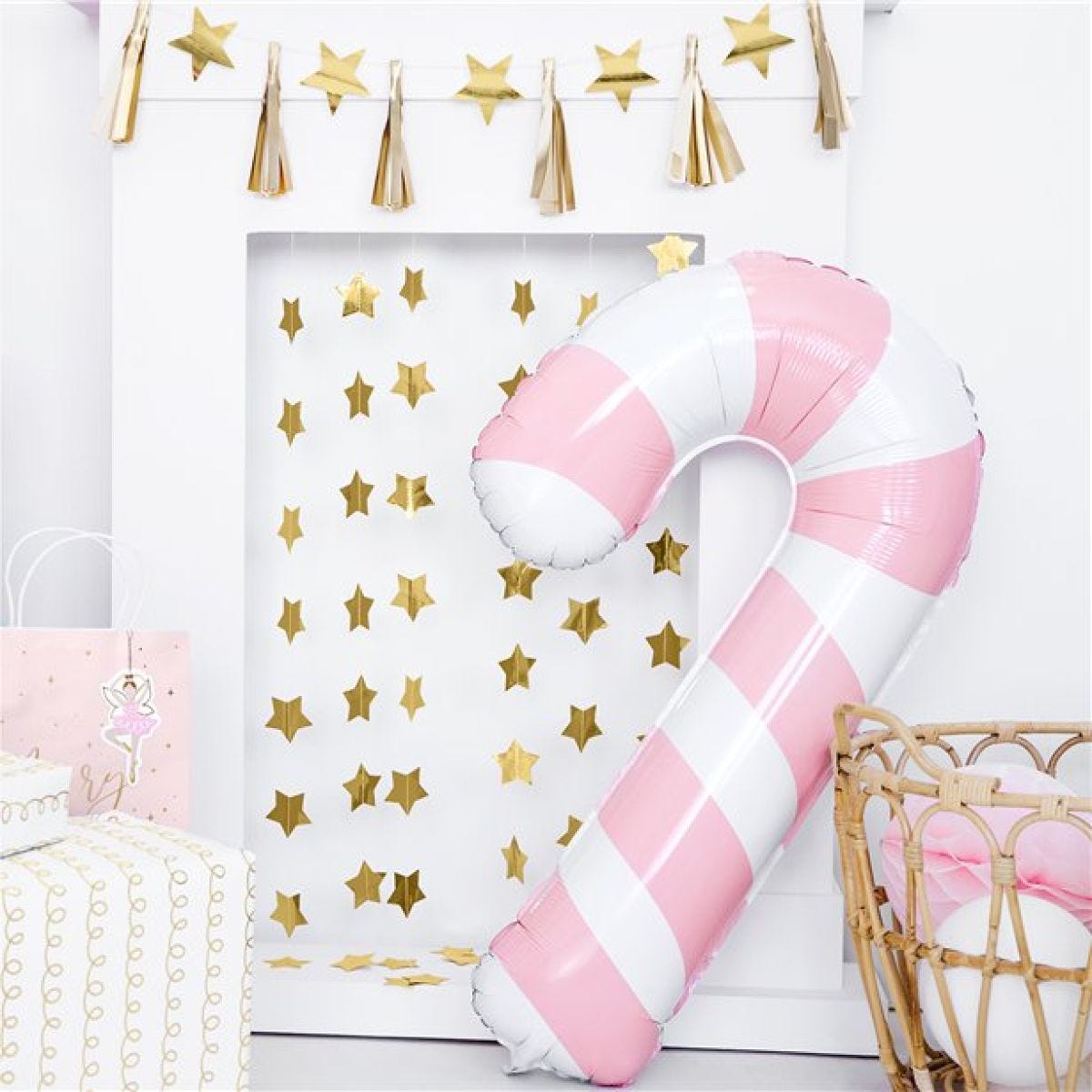 Pink Candy Cane Balloon - 30" Foil