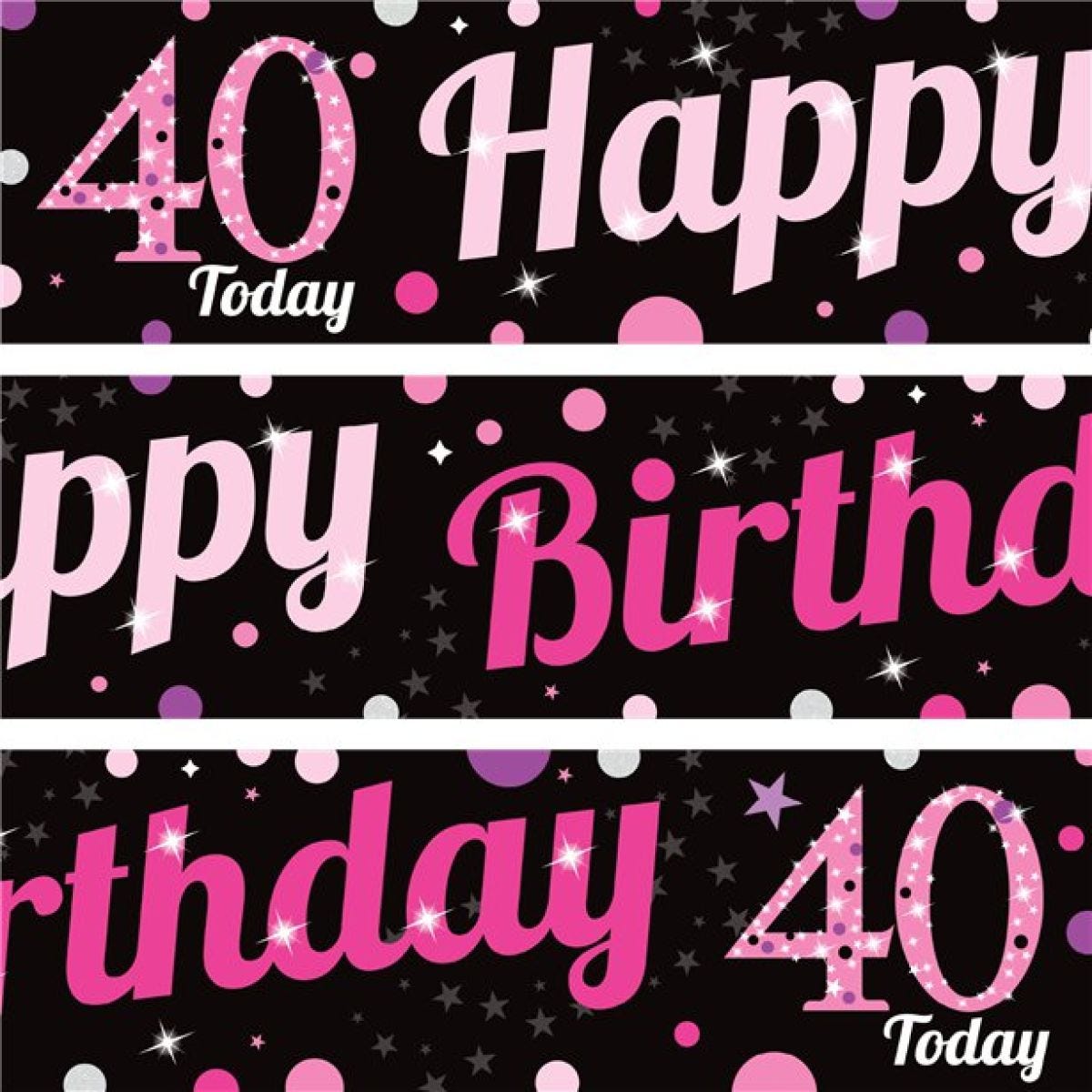 40th Birthday Pink Celebration Paper Banners -1m